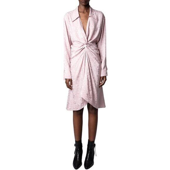Zadig & Voltaire NWT Rozo Jac Leo‎ Silk Dress in Mauve Size Small MSRP $498.00 - Picture 2 of 8